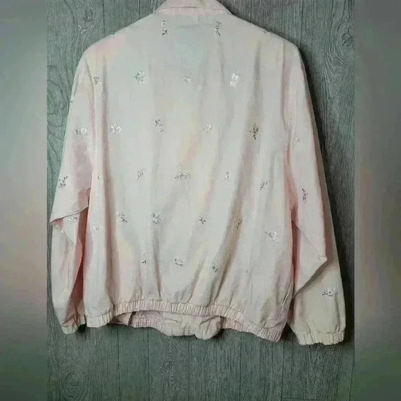Vintage Francisca Koret Blush Embroidered flower winbreaker. - Picture 6 of 7